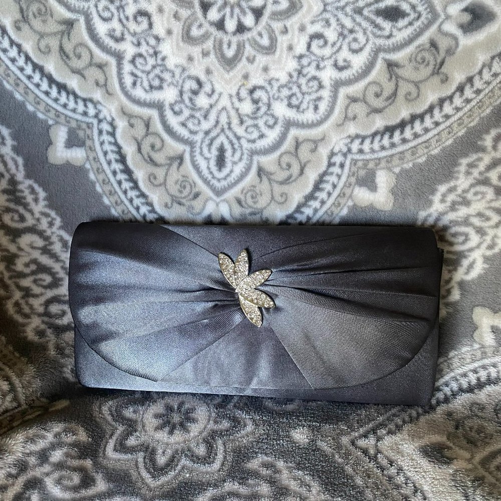 Jessica McClintock Gray Rhinestone Clutch